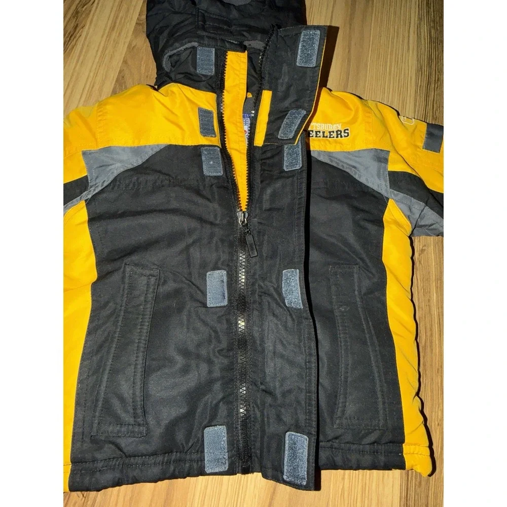 Y2K NFL Reebok Pittsburgh Steelers Puffer Jacket Toddler 2T Puffer Hooded Coat